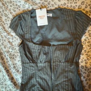 Princess Polly Charcoal Pinstripe Top
